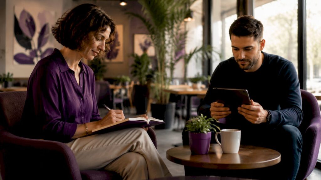 Therapist and client in hybrid mental health session