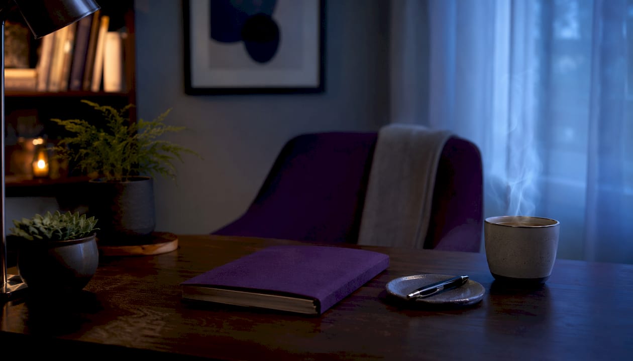 Therapist desk with notes on routine benefits